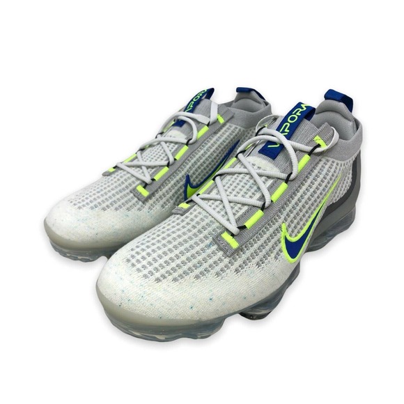 Nike Vapormax 2021 FK Mens Running Shoes White/Hyper Royal-Volt DC9394 100 (NEW) main image 5